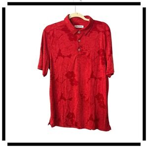 Tommy Bahama Men's Miramar Blooms‎ Floral Polo Shirt Short Sleeve Chili Sz.L